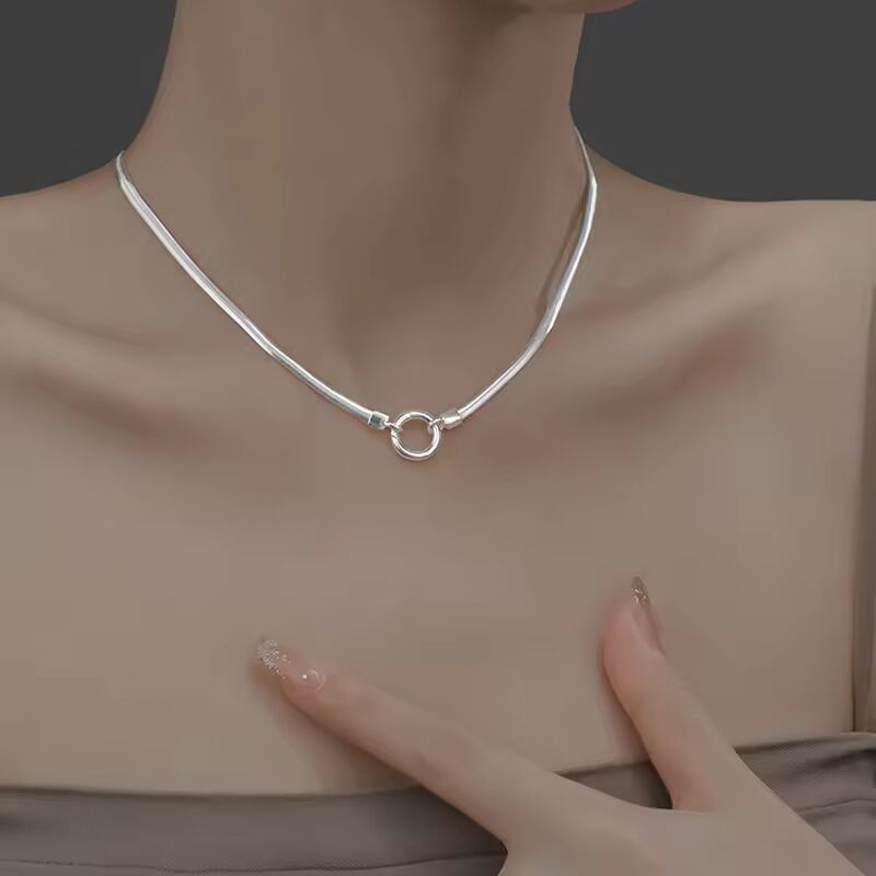 New Sterling Silver Necklace 45-50-55CM Simple Choker Snake Glod Bone Round Accessories Men's & Women's Fine Jewelry Party Gift