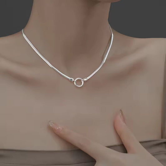 New Sterling Silver Necklace 45-50-55CM Simple Choker Snake Glod Bone Round Accessories Men's & Women's Fine Jewelry Party Gift